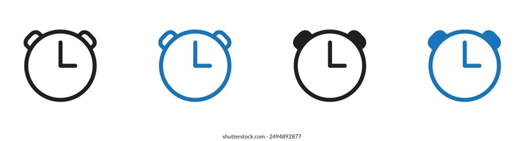 Clock icon set outline line set sign for web app