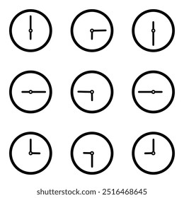 clock icon set. simple and editable icon isolated on white background