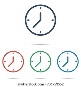 Clock icon set - simple flat design isolated on white background, vector
