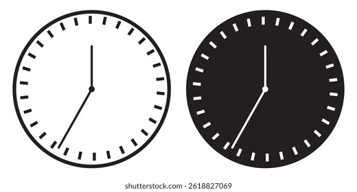 Clock icon set. stroke line and black solid icons.