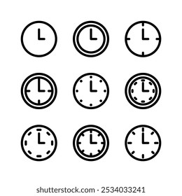 Ícone de relógio definido. Ícone de relógio, ícone de hora. 