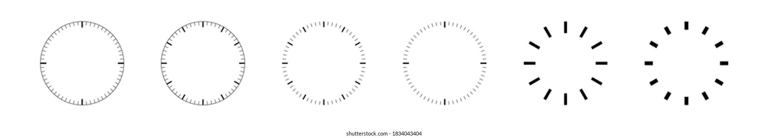 Clock icon set. Time clock icons collection. Line clocks symbol isolated on white background.