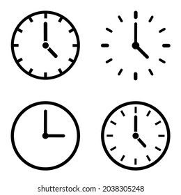 Clock icon set. Time clock icons collection. Line clocks symbol isolated on white background - stock vector.