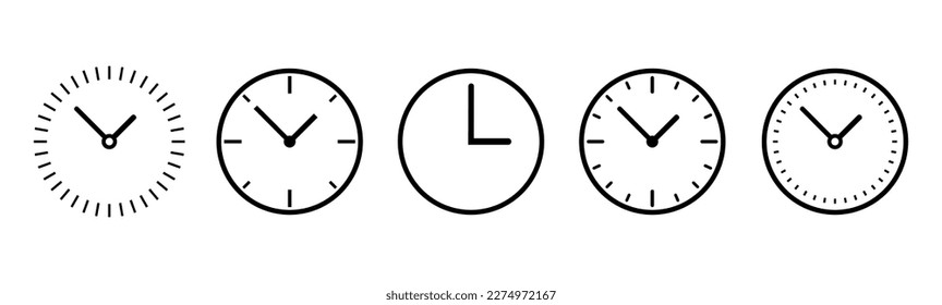 Clock icon set. Time clock icons collection. Vector 10 eps.