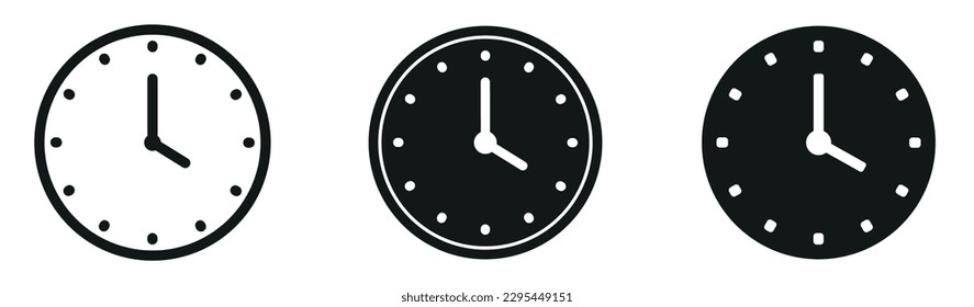 Clock icon set. Time and Clock icons collection. Circle arrow icon. Time and Clock icons in thin line style.