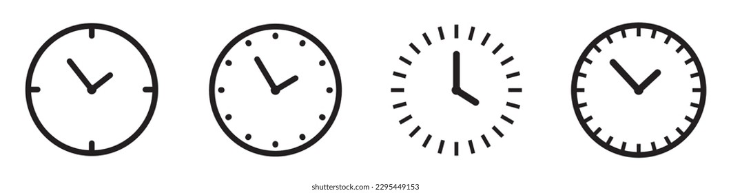 Clock icon set. Time and Clock icons collection. Circle arrow icon. Time and Clock icons in thin line style.