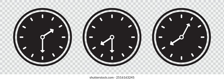 Conjunto de iconos de reloj. Colección de iconos de reloj de tiempo. Símbolo de relojes de línea aislado sobre fondo transparente