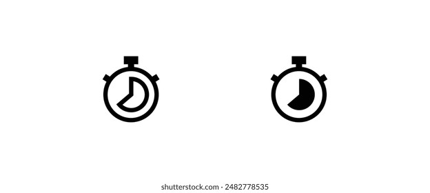 Clock icon set. Time line and flat icons set, editable stroke isolated on white, linear vector outline illustration, symbol logo design style