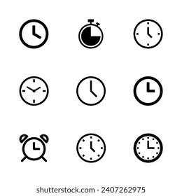 Clock icon set. Time icon vector. watch icon symbol