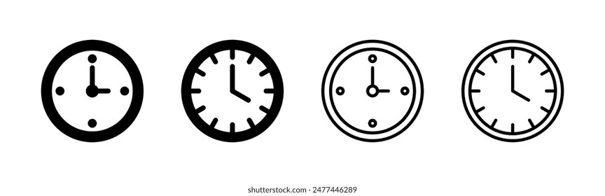 Icono de reloj ajustado. Vector de icono de tiempo.