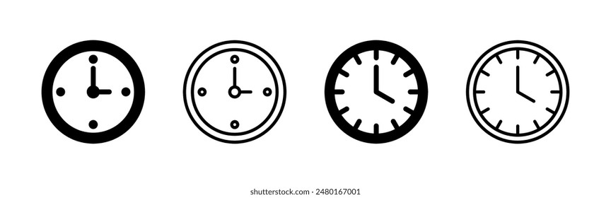 Uhrensymbol gesetzt. Vektorgrafik des Zeitsymbols. Uhrensymbol