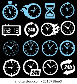 Clock icon set. Time icon vector. watch I con symbol . Wall clock vector icon. Clock icon set. Hours dial. Watch time. Business deadline.