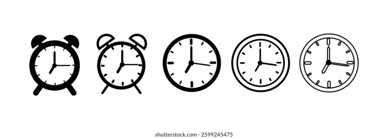 Clock icon set. Time icon vector. watch icon symbol. Schedule timer sign for UI designs.
