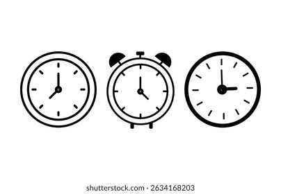Clock icon set. Time vector. watch icon symbol, countdown Timer vector illustration. Time icon set. Timer, alarm, schedule, hourglass, clock icons. Solid icon collection

