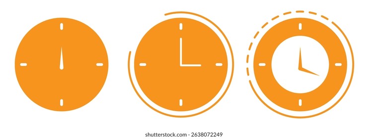 Clock icon set. Time icon vector. watch icon symbol. Time  vector. watch icon symbol. Flat alarm clock icons set in vector illustration. Variety clocks design.