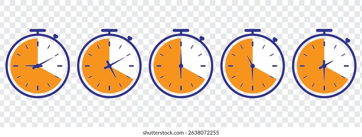 Clock icon set. Time icon vector. watch icon symbol. Time  vector. watch icon symbol. Flat alarm clock icons set in vector illustration. Variety clocks design.