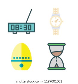 clock icon set. vector set about hourglass, timer, alarm clock and wristwatch icons set.
