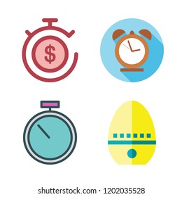 clock icon set. vector set about stopwatch, timer and alarm clock icons set.