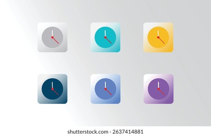 Clock Icon Set Vector Art. Their rounded-corner square format and soft shadows make them ideal for both light and dark themes.

Keywords: