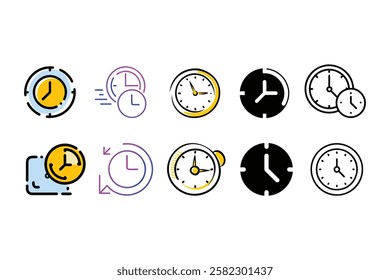 clock icon set vector illustration on white background
