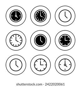 Clock icon set vector. Time sign and symbol. watch icon