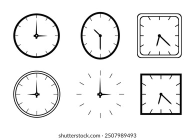 Clock icon set. Clock vector set, time icon vector in flat style on white background. Watch icon symbol. Circle arrow icon. Vector illustration.