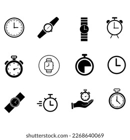 clock icon set, vector watch icon illustration on white background..eps