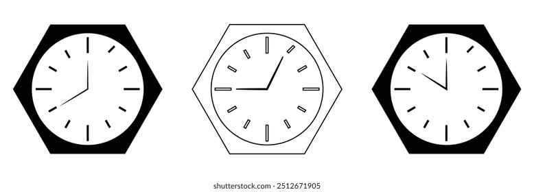 Conjunto de iconos de reloj, icono de reloj, icono de alarma sobre fondo blanco eps 10.