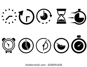 clock icon set. watch icon set. simple and minimalist. flat icon. isolated