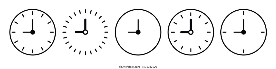 Clock icon set.Clock icons in line style set isolated on white background. Circle arrow icon.Time icon.Vector illustration