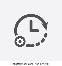 Clock icon with settings sign. Clock icon and customize, setup, manage, process symbol. Vector icon