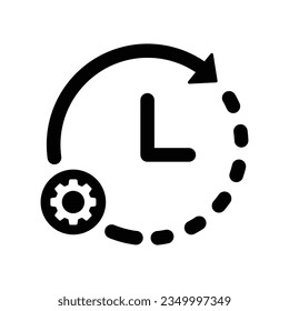Icono de reloj con el signo de configuración. Icono de reloj y personalizar, configurar, administrar, símbolo de proceso. Icono de vector