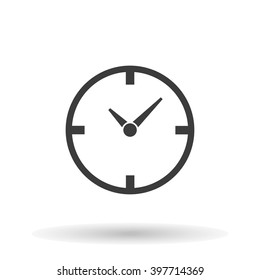 Clock  icon with shadow on a white background, vector illustration