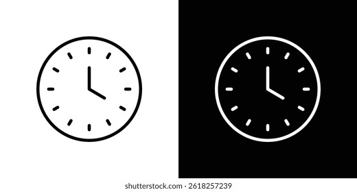 Clock icon shape graphic simple plain clipart symbol. thin line outline art