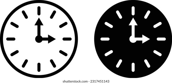 Clock icon sheet, simple trendy flat style line and solid Isolated vector illustration on white background. For apps, logo, websites, symbol , UI, UX, graphic and web design. EPS 10.