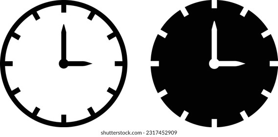Clock icon sheet, simple trendy flat style line and solid Isolated vector illustration on white background. For apps, logo, websites, symbol , UI, UX, graphic and web design. EPS 10.