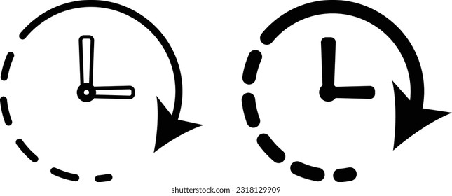 Hoja de iconos de reloj, línea de estilo plana simple y de diseño sólido Isolated vector ilustración sobre fondo blanco. Para aplicaciones, logotipo, sitios web, símbolo , UI, UX, gráfico y diseño web. EPS 10.