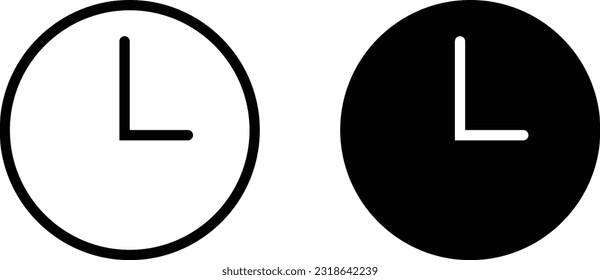 Hoja de iconos de reloj, línea de estilo plana simple y de diseño sólido Isolated vector ilustración sobre fondo blanco. Para aplicaciones, logotipo, sitios web, símbolo , UI, UX, gráfico y diseño web. EPS 10.
