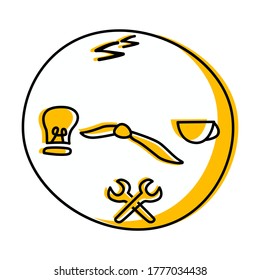 Clock icon, showing time to be creative and make ideas. Vector illustration