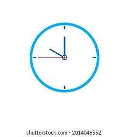 Clock Icon shows 10 o clock in flat style blue color on white background. timer vector design