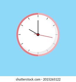 Clock Icon zeigt 10 Uhr in pink-farbener Farbe auf blauem Hintergrund. Timer-Vektordesign