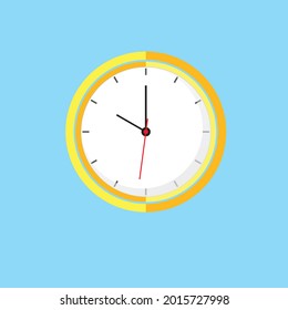 Icono de reloj muestra 10 en reloj en color amarillo de estilo plano sobre fondo azul. diseño vectorial de temporizador