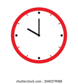 Clock Icon shows 10 o clock in flat style red color on white background. timer vector design