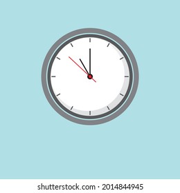 Clock Icon zeigt 11 Uhr graue Farbe im Flachstil auf blauem Hintergrund. Timer-Vektordesign