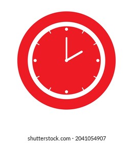 Clock Icon shows 2 o clock in flat style red color on white background. timer vector design