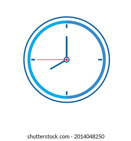 Clock Icon shows 8 o clock in flat style blue color on white background. timer vector design