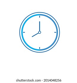 Clock Icon shows 8 o clock in flat style blue color on white background. timer vector design