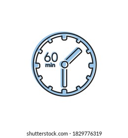 Icono de reloj. marca 60 min. Vector en blanco