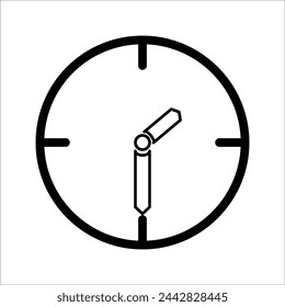 Ilustración del vector del símbolo y del signo del icono del reloj. Icono negro con fondo transparente.