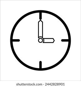 Clock icon sign and symbol vector illustration. Black icon with transparent background.